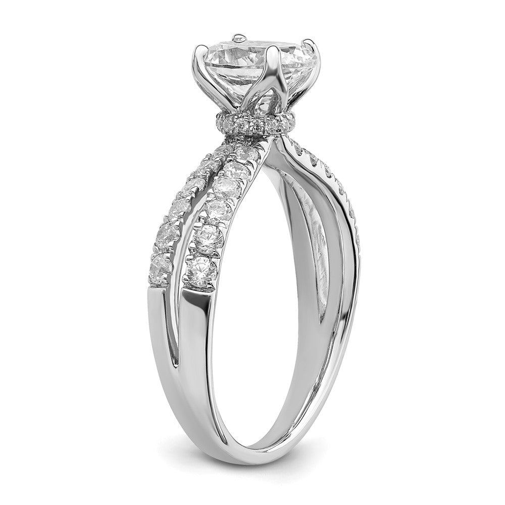 14K Weißgold Verlobungsring mit 0,625 ct. im Labor gezüchteten Diamanten VS/SI+ G+, 1 ct. ovaler Mittelstein