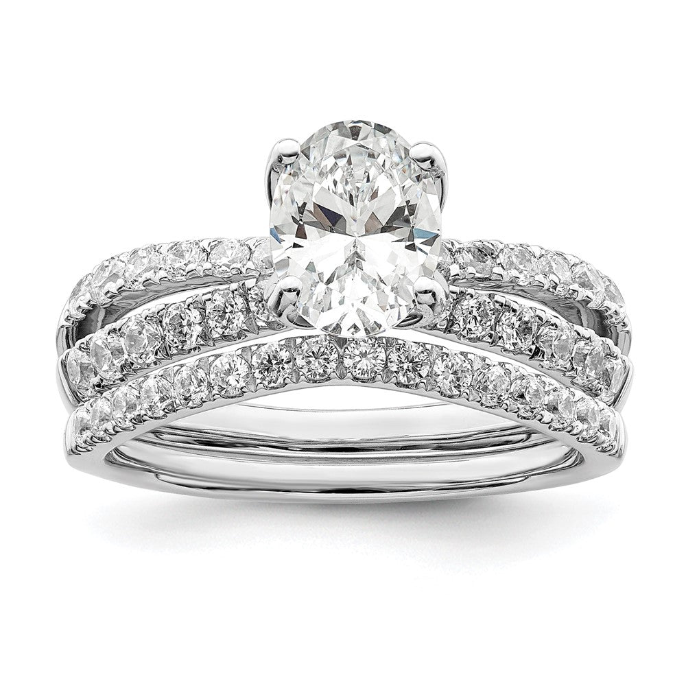 14K Weißgold Verlobungsring mit 0,625 ct. im Labor gezüchteten Diamanten VS/SI+ G+, 1 ct. ovaler Mittelstein