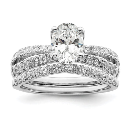 14K Weißgold Verlobungsring mit 0,625 ct. im Labor gezüchteten Diamanten VS/SI+ G+, 1 ct. ovaler Mittelstein