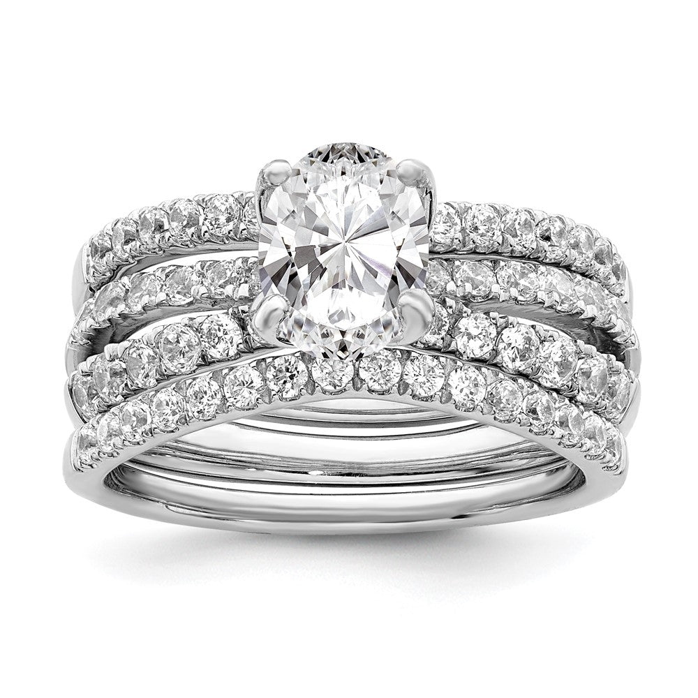 14K Weißgold Verlobungsring mit 0,625 ct. im Labor gezüchteten Diamanten VS/SI+ G+, 1 ct. ovaler Mittelstein