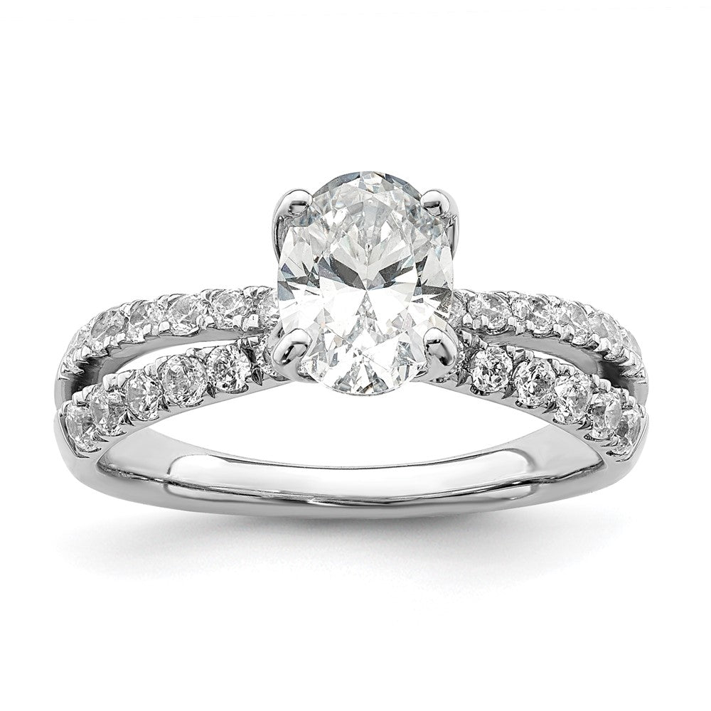 14K Weißgold Verlobungsring mit 0,625 ct. im Labor gezüchteten Diamanten VS/SI+ G+, 1 ct. ovaler Mittelstein