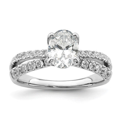 14K Weißgold Verlobungsring mit 0,625 ct. im Labor gezüchteten Diamanten VS/SI+ G+, 1 ct. ovaler Mittelstein