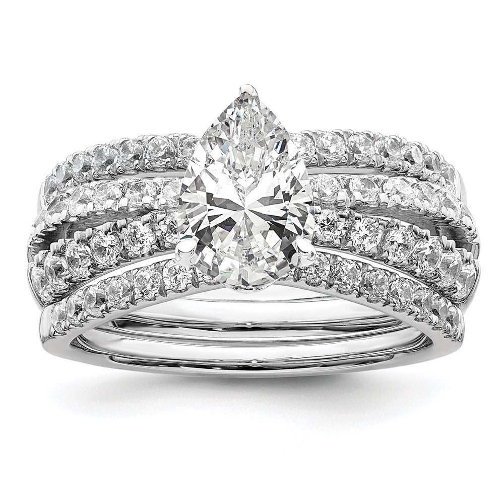 14K Weißgold Verlobungsring mit 0,625 ct. Laborgezüchteten Diamanten VS/SI+ G+ und 1 ct. Diamant im Birnenschliff als Mittelstein