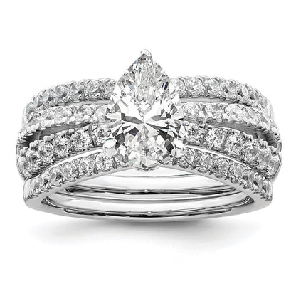 14K Weißgold Verlobungsring mit 0,625 ct. Laborgezüchteten Diamanten VS/SI+ G+ und 1 ct. Diamant im Birnenschliff als Mittelstein