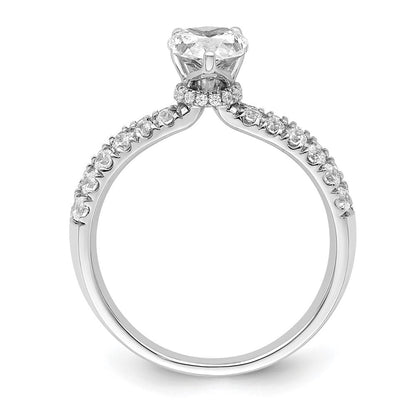 14K Weißgold Verlobungsring mit 0,625 ct. Laborgezüchteten Diamanten VS/SI+ G+ und 1 ct. Diamant im Birnenschliff als Mittelstein