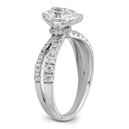 14K Weißgold Verlobungsring mit 0,625 ct. Laborgezüchteten Diamanten VS/SI+ G+ und 1 ct. Diamant im Birnenschliff als Mittelstein