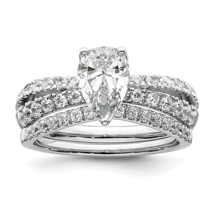 14K Weißgold Verlobungsring mit 0,625 ct. Laborgezüchteten Diamanten VS/SI+ G+ und 1 ct. Diamant im Birnenschliff als Mittelstein