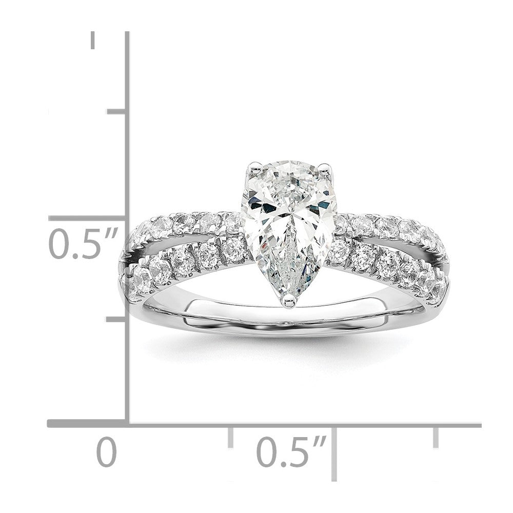 14K Weißgold Verlobungsring mit 0,625 ct. Laborgezüchteten Diamanten VS/SI+ G+ und 1 ct. Diamant im Birnenschliff als Mittelstein