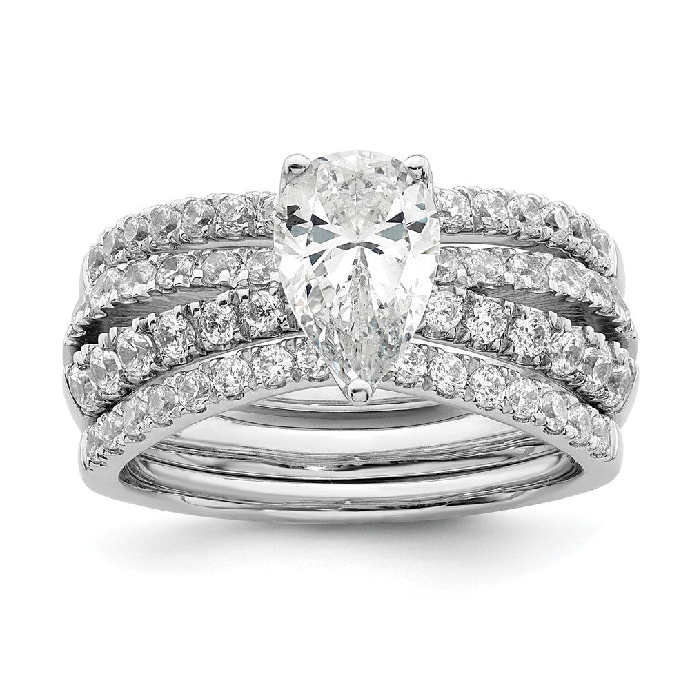 14K Weißgold Verlobungsring mit 0,625 ct. Laborgezüchteten Diamanten VS/SI+ G+ und 1 ct. Diamant im Birnenschliff als Mittelstein