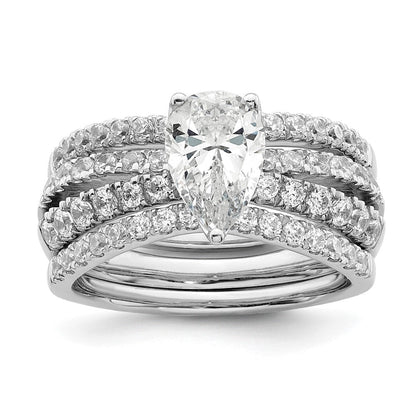 14K Weißgold Verlobungsring mit 0,625 ct. Laborgezüchteten Diamanten VS/SI+ G+ und 1 ct. Diamant im Birnenschliff als Mittelstein