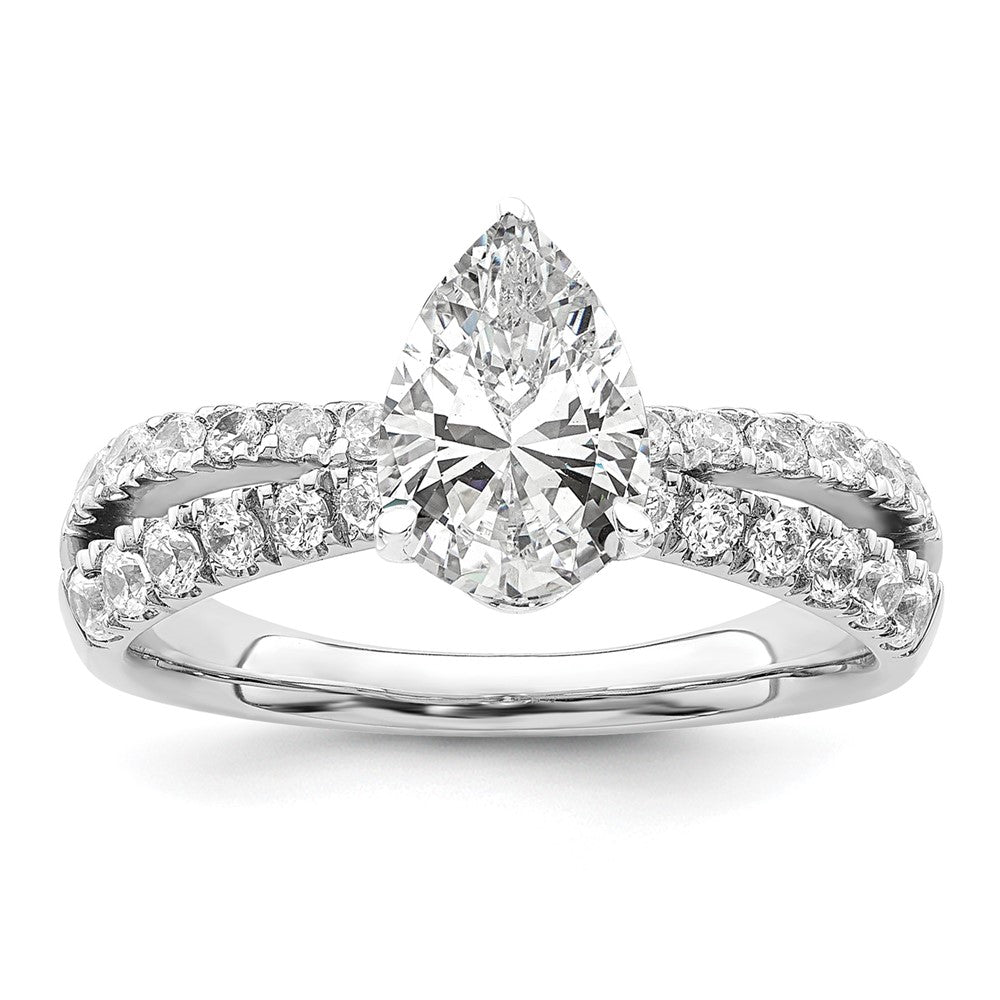 14K Weißgold Verlobungsring mit 0,625 ct. Laborgezüchteten Diamanten VS/SI+ G+ und 1 ct. Diamant im Birnenschliff als Mittelstein