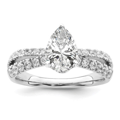 14K Weißgold Verlobungsring mit 0,625 ct. Laborgezüchteten Diamanten VS/SI+ G+ und 1 ct. Diamant im Birnenschliff als Mittelstein
