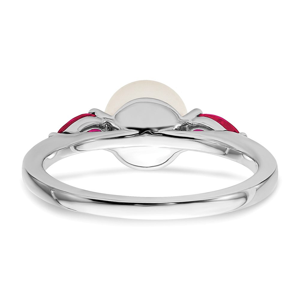 14K Weißgold Ring mit FWC-Perle und Rubin