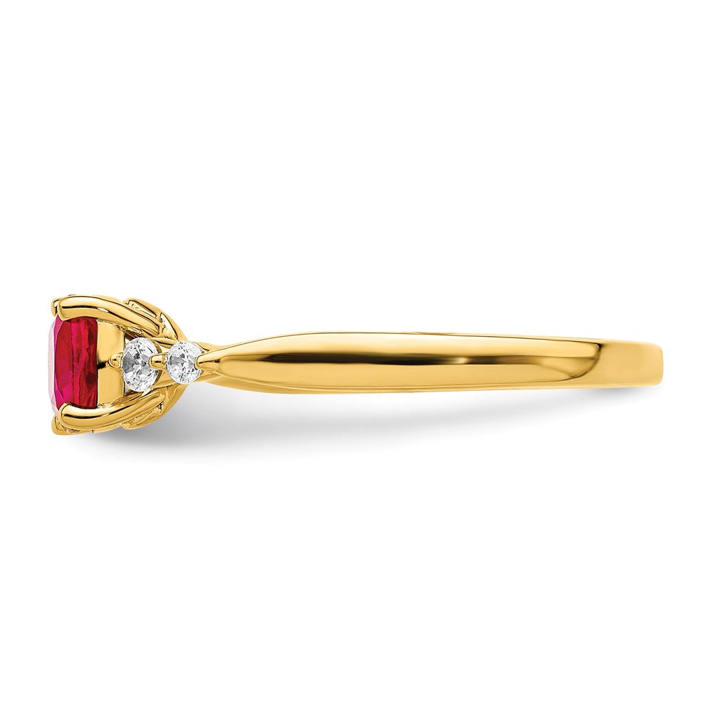 14K Gold Ring, poliert, mit Rubin und echten Diamanten