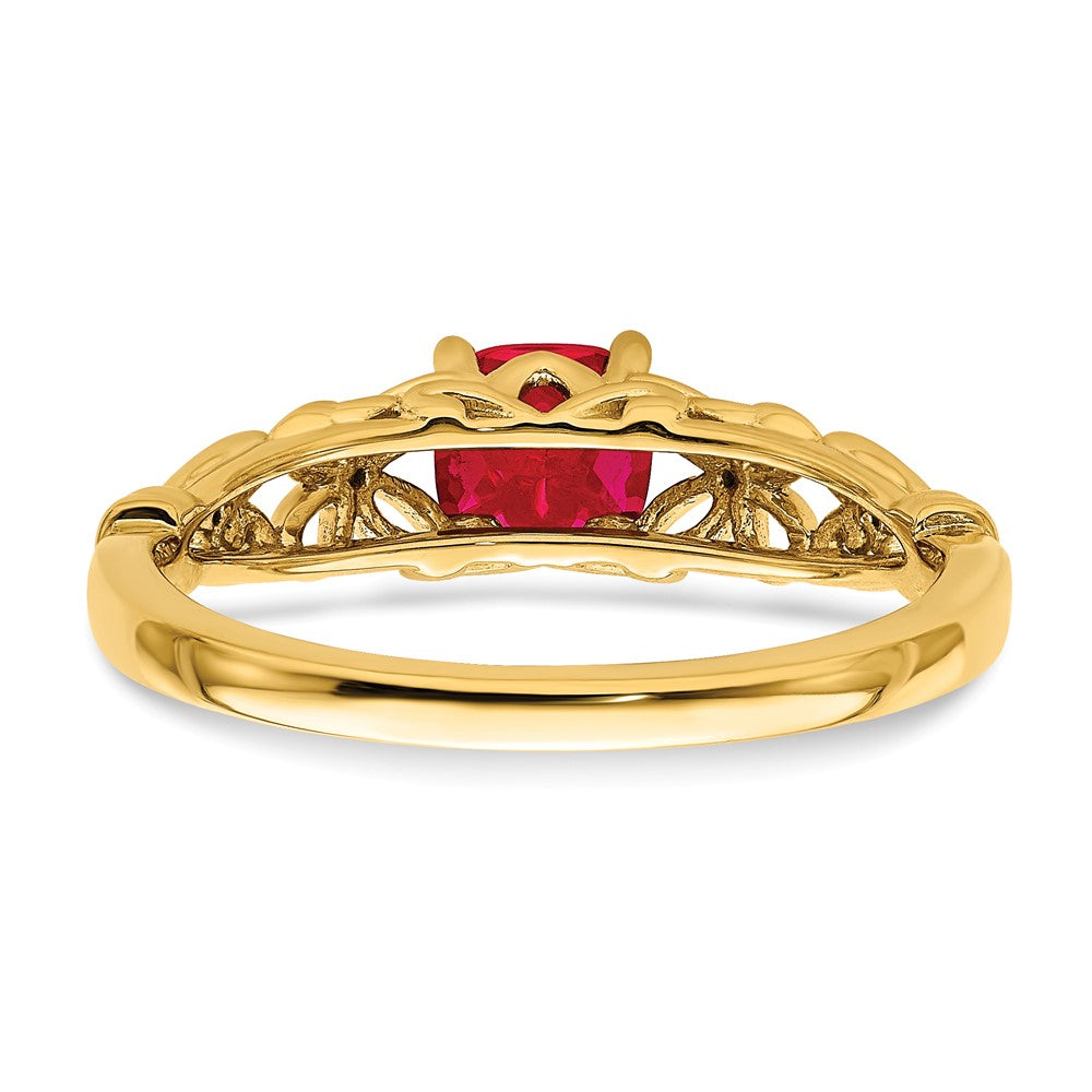 14K Gold Ring, poliert, mit Rubin und echten Diamanten