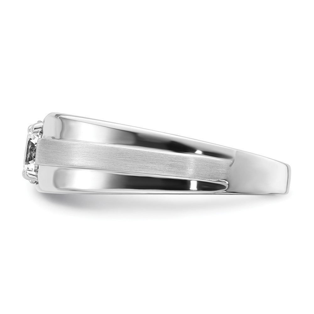 14K Weißgold Ring für Herren mit 1 ct. laborgezüchtetem Diamant, VS/SI+ G+, satiniert und poliert