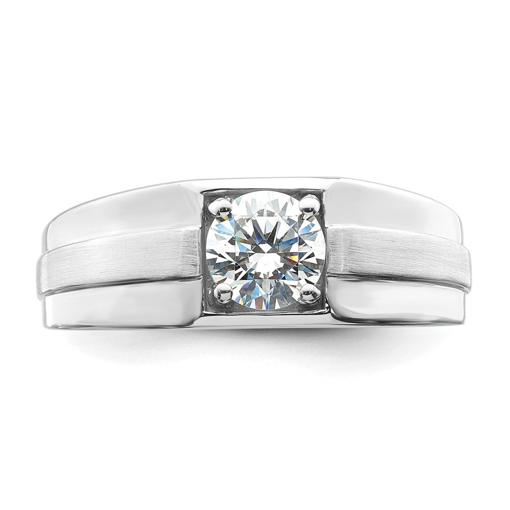 14K Weißgold Ring für Herren mit 1 ct. laborgezüchtetem Diamant, VS/SI+ G+, satiniert und poliert