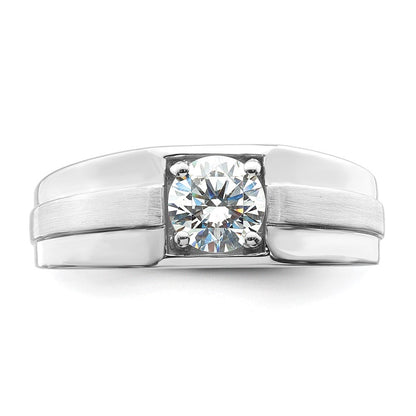 14K Weißgold Ring für Herren mit 1 ct. laborgezüchtetem Diamant, VS/SI+ G+, satiniert und poliert