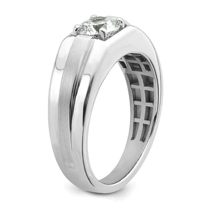 14K Weißgold Ring für Herren mit 1 ct. laborgezüchtetem Diamant, VS/SI+ G+, satiniert und poliert