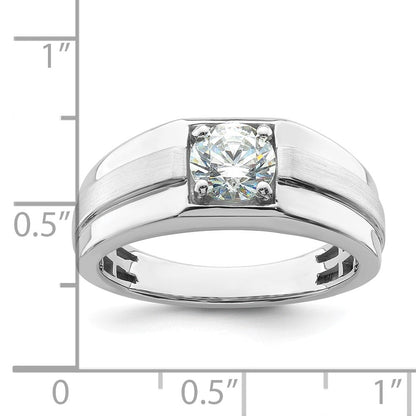 14K Weißgold Ring für Herren mit 1 ct. laborgezüchtetem Diamant, VS/SI+ G+, satiniert und poliert