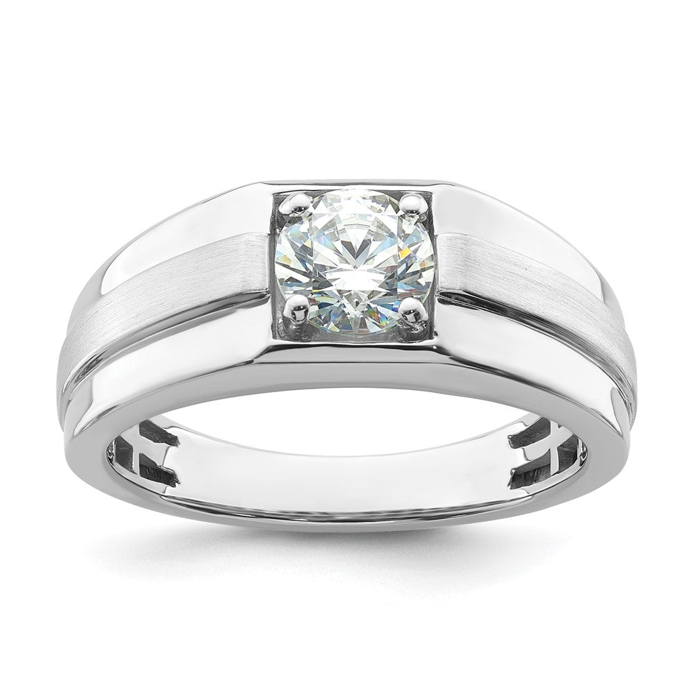 14K Weißgold Ring für Herren mit 1 ct. laborgezüchtetem Diamant, VS/SI+ G+, satiniert und poliert
