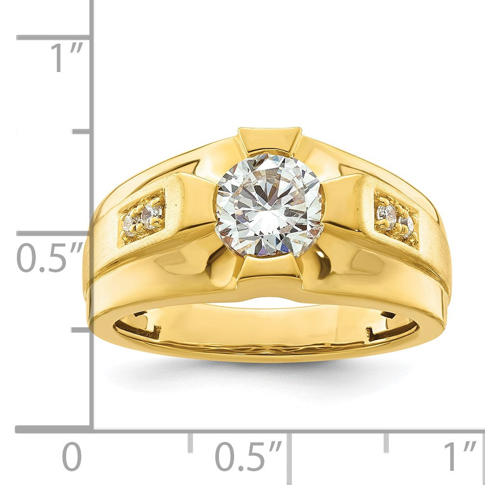 14K Gelbgold 0,07 ct. Laborgezüchteter Diamant VS/SI+ G+ Halbfassung Herrenring