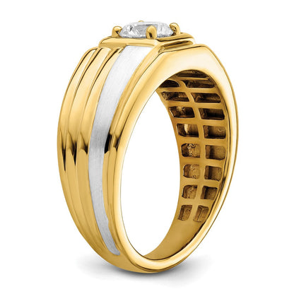 14K Bicolor Herrenring mit Labor gezüchteten Diamanten, VS/SI+ G+