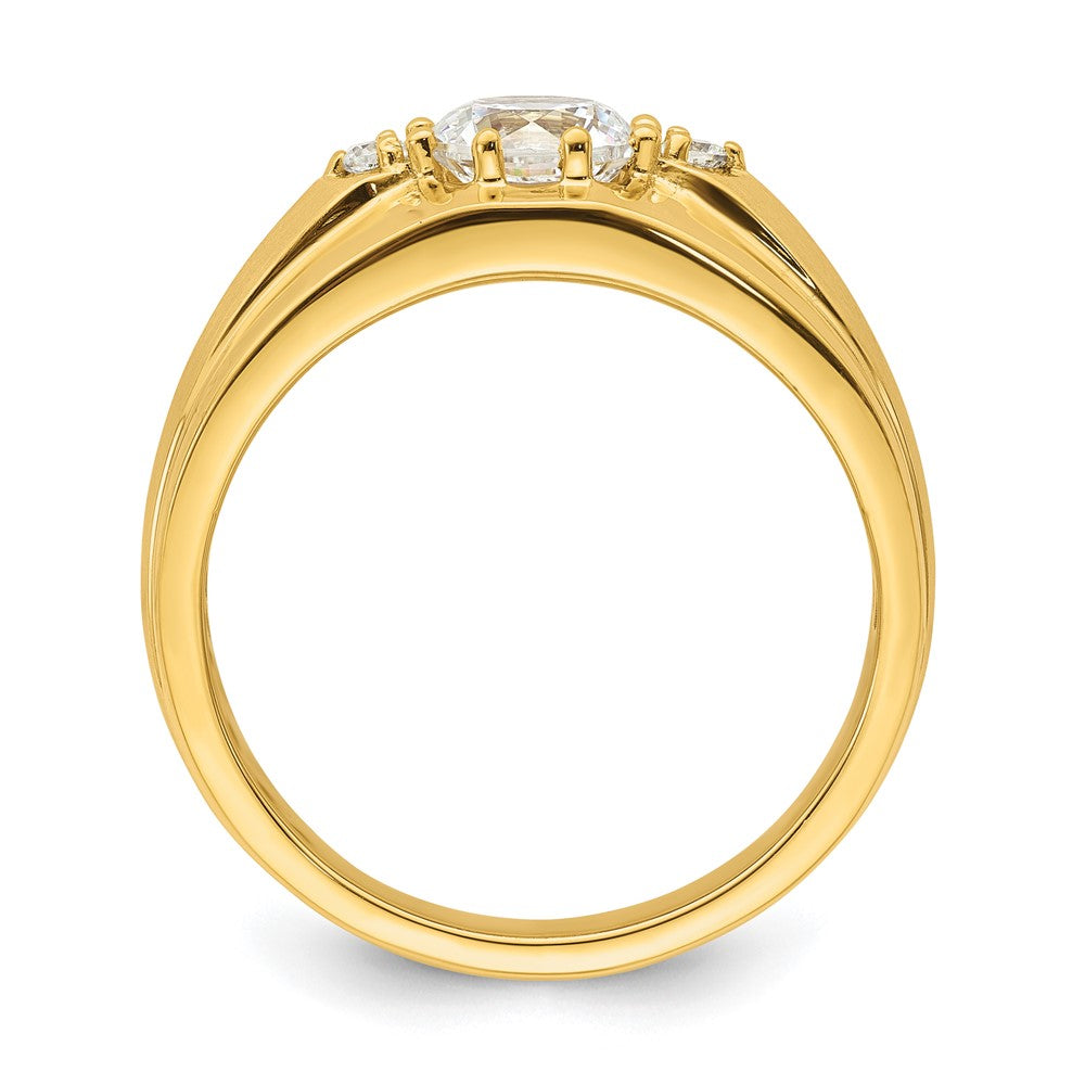 14K Gelbgold Herrenring mit 1 0,07 ct. im Labor gezüchteten Diamanten VS/SI+ G+, komplett