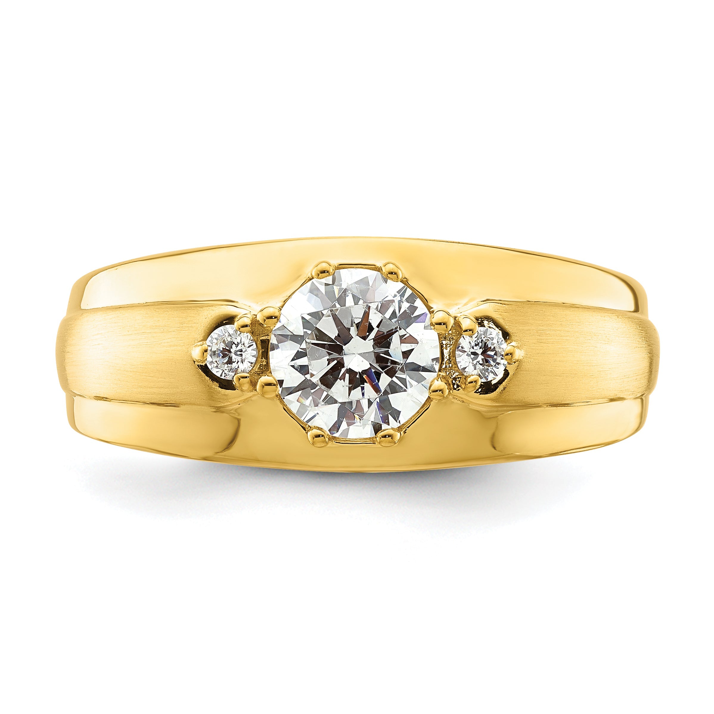 14K Gelbgold Ring mit 0,067 ct. VS/SI+ G+ im Labor gezüchtetem Diamant für Herren