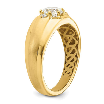 14K Gelbgold Herrenring mit 1 0,07 ct. im Labor gezüchteten Diamanten VS/SI+ G+, komplett