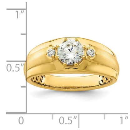 14K Gelbgold Herrenring mit 1 0,07 ct. im Labor gezüchteten Diamanten VS/SI+ G+, komplett