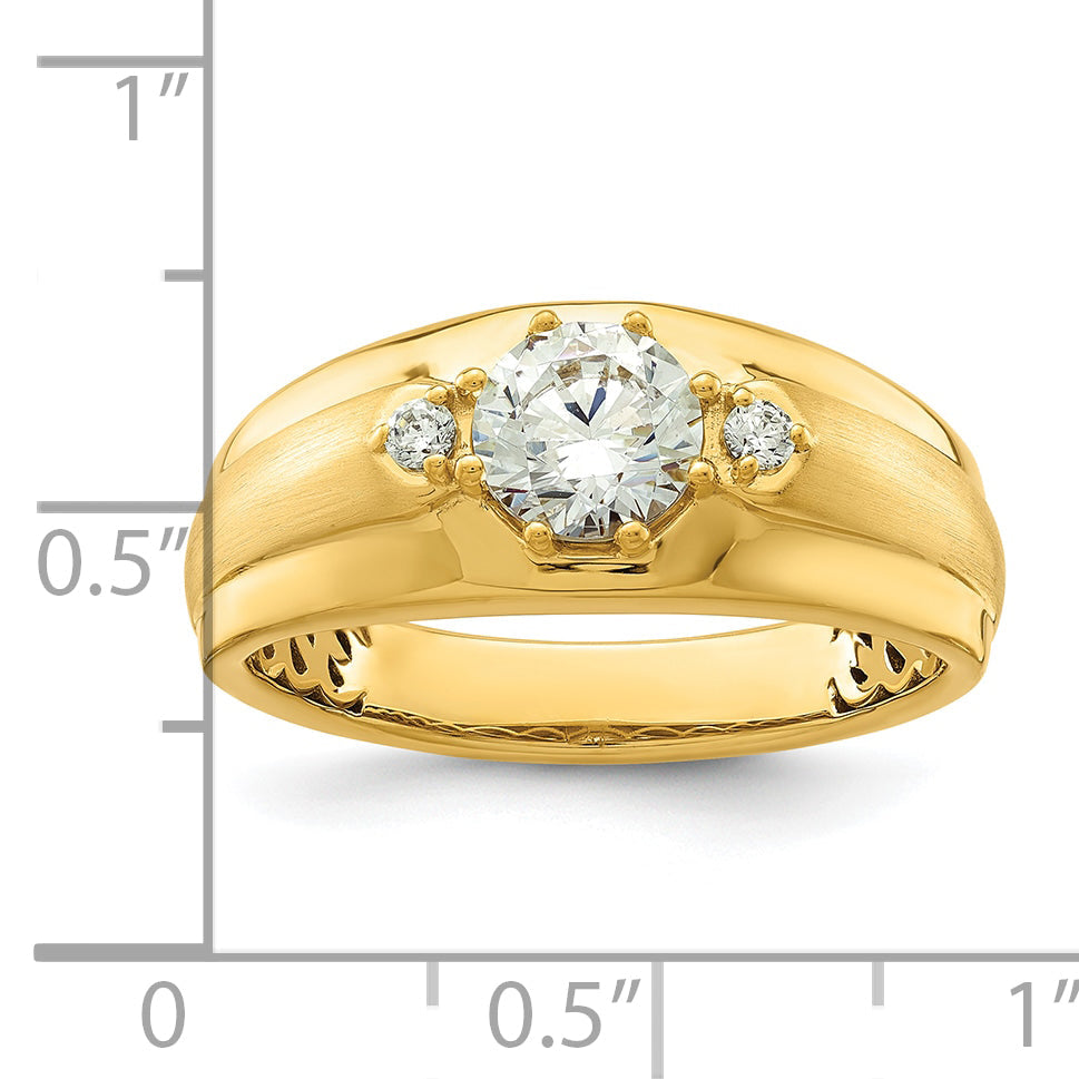 14K Gelbgold Ring mit 0,067 ct. VS/SI+ G+ im Labor gezüchtetem Diamant für Herren