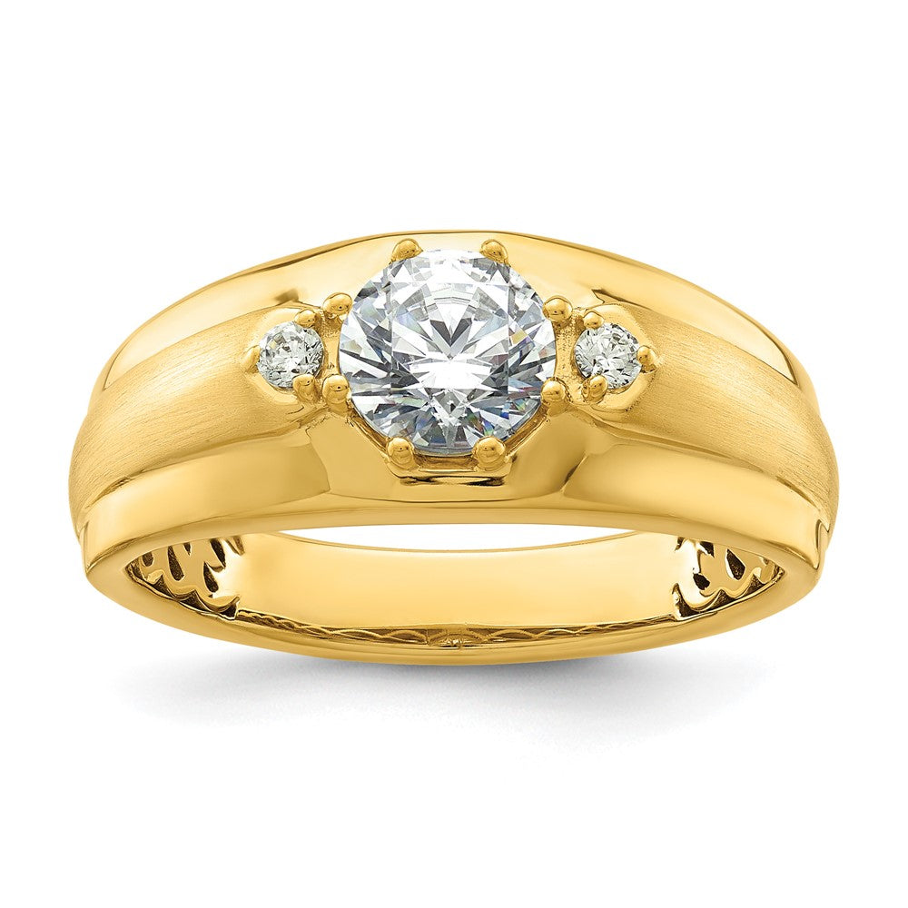 14K Gelbgold Herrenring mit 1 0,07 ct. im Labor gezüchteten Diamanten VS/SI+ G+, komplett