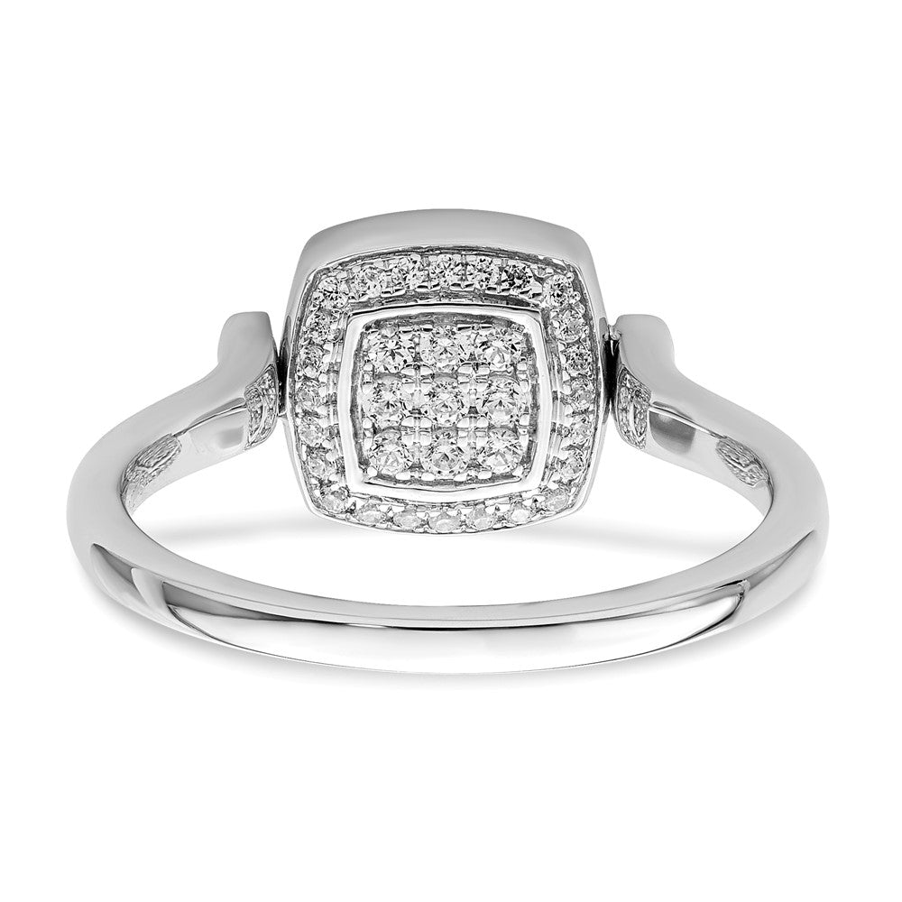 14K Weißgold Ring, poliert, mit Granat und echten Diamanten, wendbar