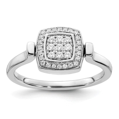 14K Weißgold Wendering mit Peridot und echtem Diamant, poliert