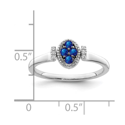 14K Weißgold Ring mit Saphir und echtem Diamant, poliert, wendbar