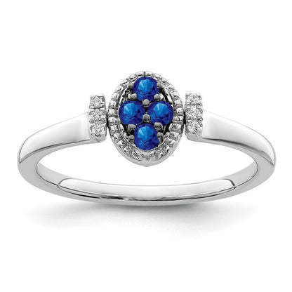 14K Weißgold Ring mit Saphir und echtem Diamant, poliert, wendbar