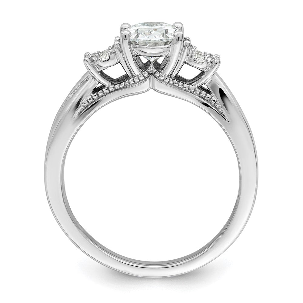14K Weißgold Verlobungsring mit Halbfassung für 1 ct. Oval-Mittelstein und 0,2 ct. laborgezüchteten Diamanten VS/SI+ G+