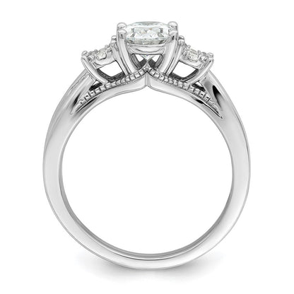 14K Weißgold Verlobungsring mit Halbfassung für 1 ct. Oval-Mittelstein und 0,2 ct. laborgezüchteten Diamanten VS/SI+ G+