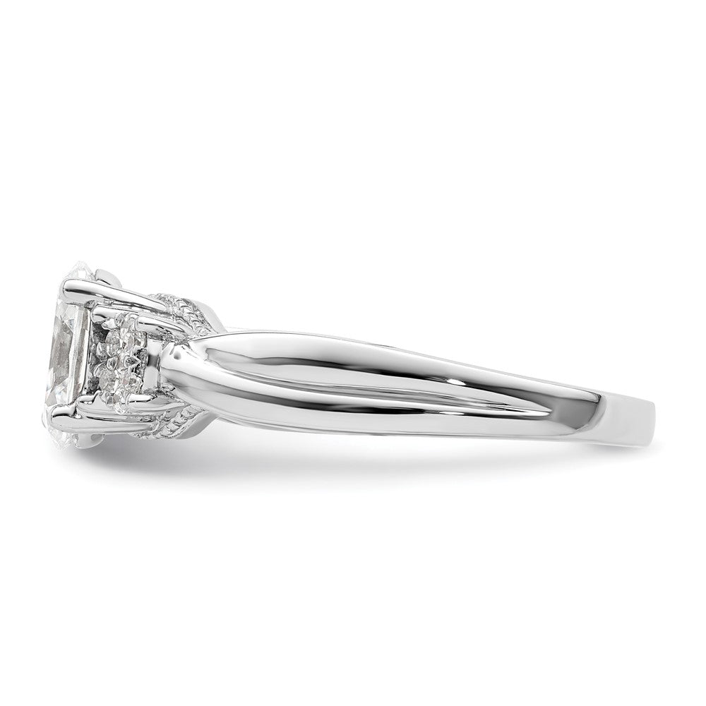 14K Weißgold Verlobungsring mit Halbfassung für 1 ct. Oval-Mittelstein und 0,2 ct. laborgezüchteten Diamanten VS/SI+ G+