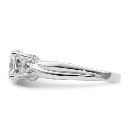 14K Weißgold Verlobungsring mit Halbfassung für 1 ct. Oval-Mittelstein und 0,2 ct. laborgezüchteten Diamanten VS/SI+ G+