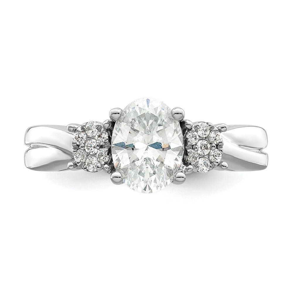 14K Weißgold Verlobungsring mit Halbfassung für 1 ct. Oval-Mittelstein und 0,2 ct. laborgezüchteten Diamanten VS/SI+ G+