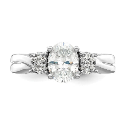 14K Weißgold Verlobungsring mit Halbfassung für 1 ct. Oval-Mittelstein und 0,2 ct. laborgezüchteten Diamanten VS/SI+ G+