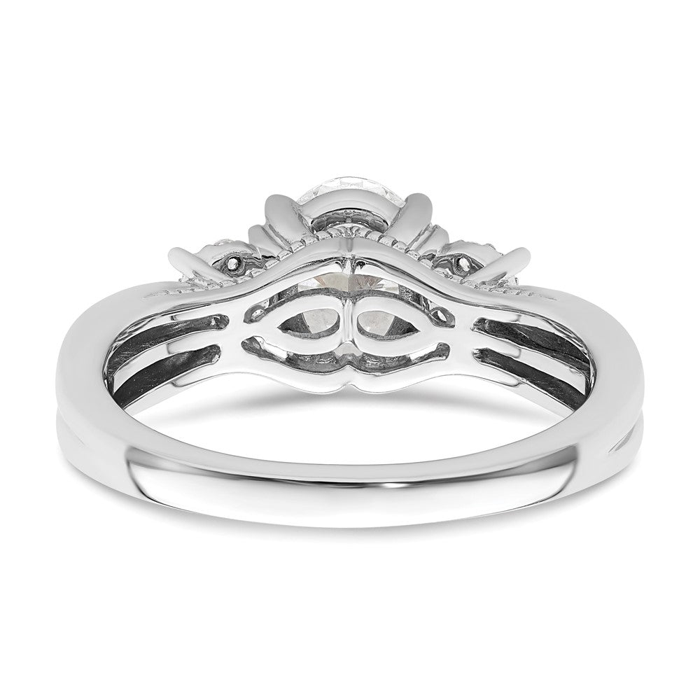 14K Weißgold Verlobungsring mit Halbfassung für 1 ct. Oval-Mittelstein und 0,2 ct. laborgezüchteten Diamanten VS/SI+ G+