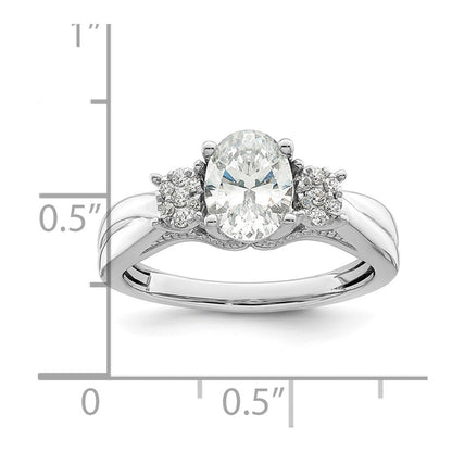 14K Weißgold Verlobungsring mit Halbfassung für 1 ct. Oval-Mittelstein und 0,2 ct. laborgezüchteten Diamanten VS/SI+ G+
