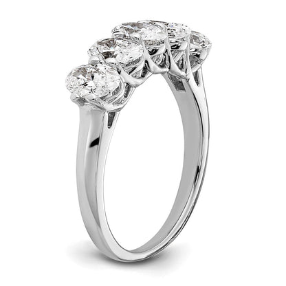 True Origin 14K Weißgold 2 Karat Im Labor Gezüchtet Diamant Vs+ F+ Komplett Oval Five Stein Ring