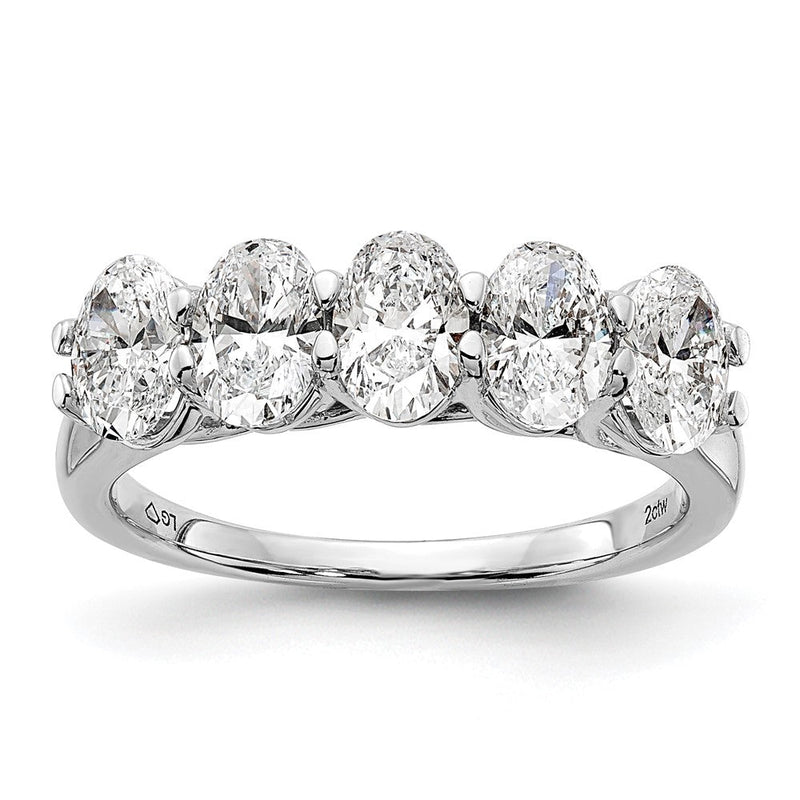 True Origin 14K Weißgold 2 Karat Im Labor Gezüchtet Diamant Vs+ F+ Komplett Oval Five Stein Ring