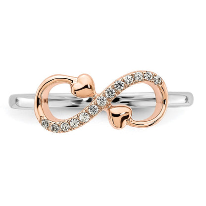 10K Bicolor 10K Weiß & Rose Poliert Unendlichkeit Herzen Diamant Ring