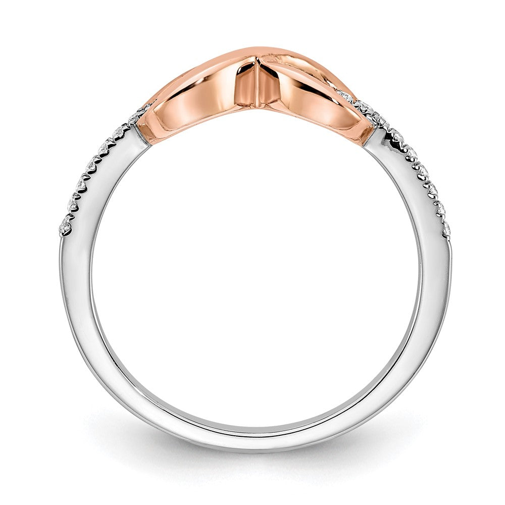 14K Bicolor Weiß- & Roségold polierter Infinity Ring mit echten Diamanten