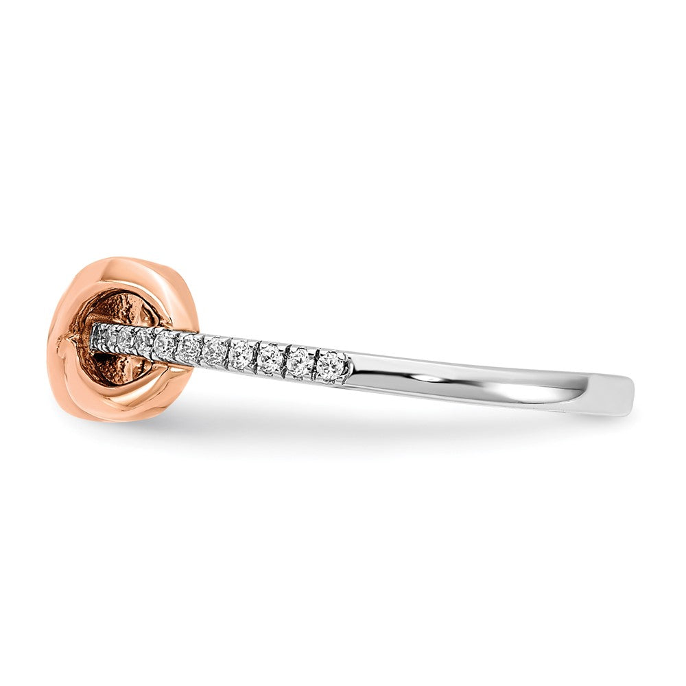 14K Bicolor Weiß- & Roségold polierter Infinity Ring mit echten Diamanten